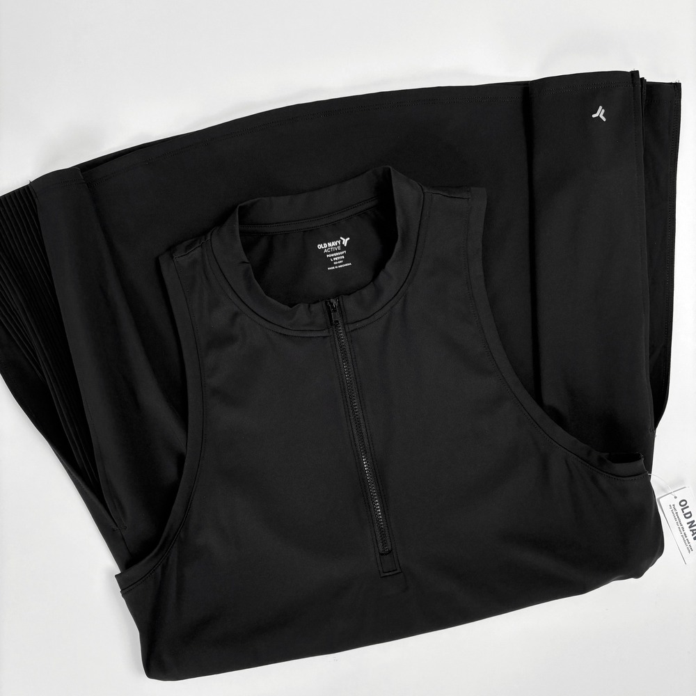 NWT MockNeck HalfZip Pleated Black Athletic Dress LP Mini Tennis Pickleball Golf - Picture 9 of 10